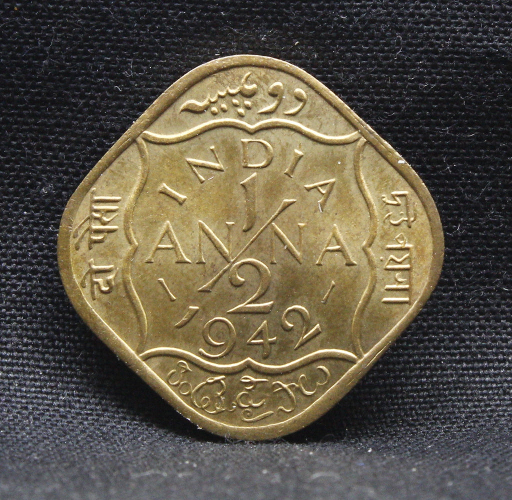 Half Anna 1942 George VI Nickel-Brass coins