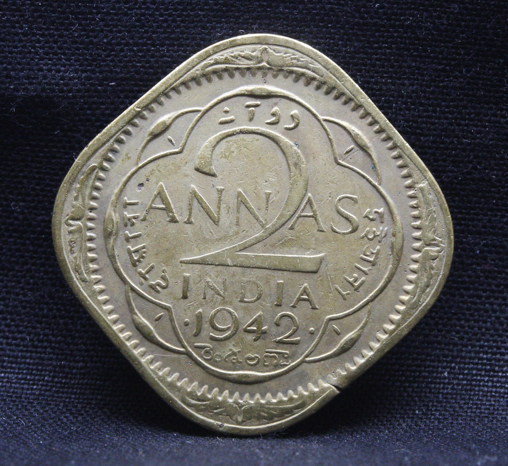 2 Annas 1942 George VI Copper-Nickel coins