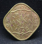 Half Anna 1942 George VI Nickel-Brass coins