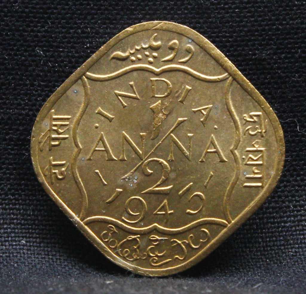 Half Anna 1943 George VI Nickel-Brass coins